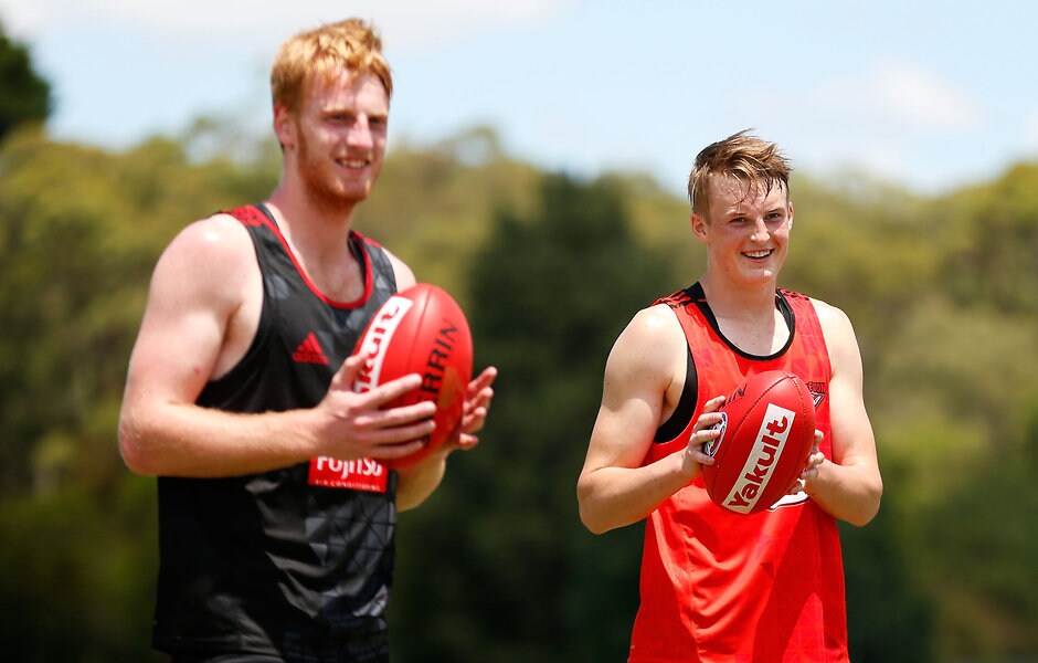 AFL 2015 Training - Essendon 091215 Green first-year players like Aaron Francis (left) and Mason Redman are a big reason why the Bombers need top-up players - ${keywords}